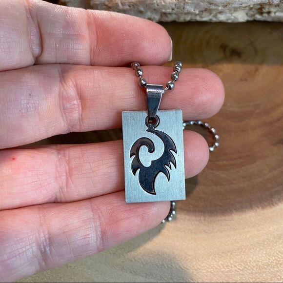 Stainless steel 3D Lazer Cut Mens Tag Necklace - Picture 2 of 4